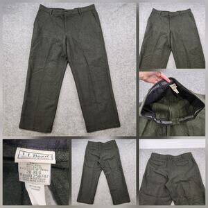 LL Bean Pants Womens 20 Regular Green Wool Blend Lined Dress Trousers Classic